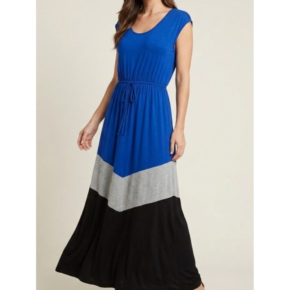 Delirious Royal Blue Colorblock Maxi Dress with Drawstring belt XL